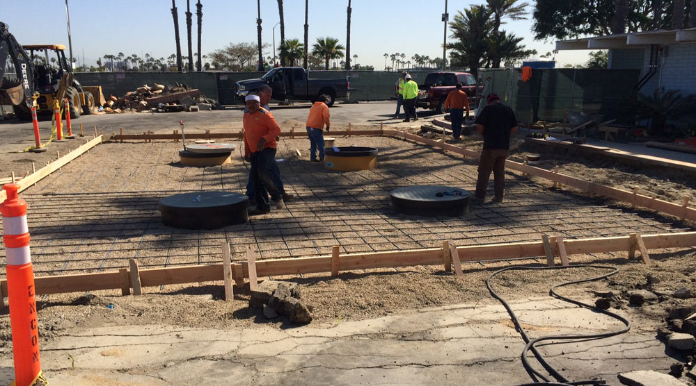 Tank setting, with rebar at Alamitos Bay Marina